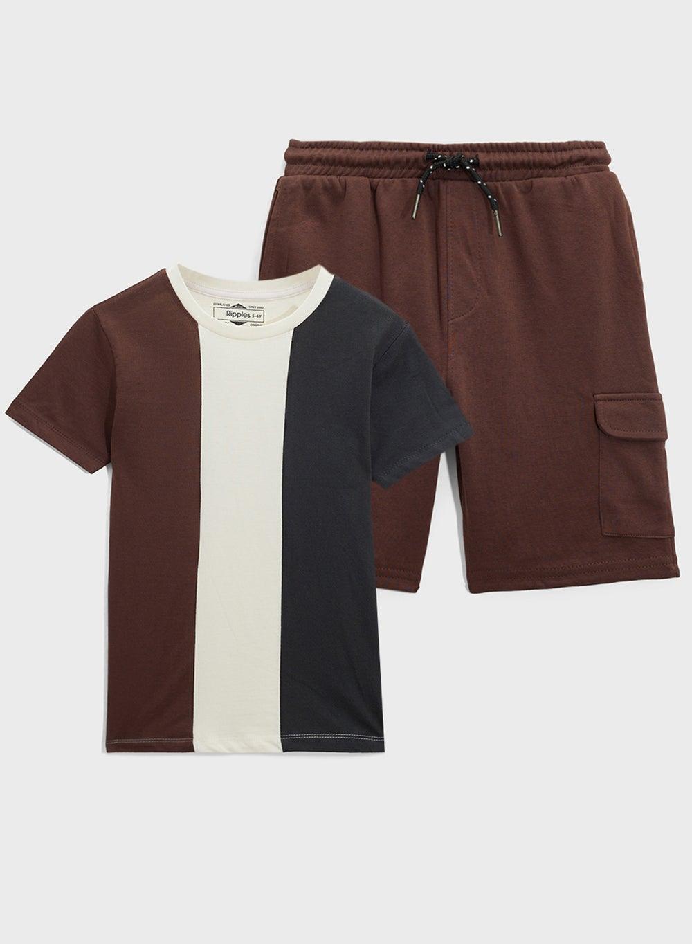 Ripples Oversized Cotton T-Shirt & Cargo Shorts Set - Image 1