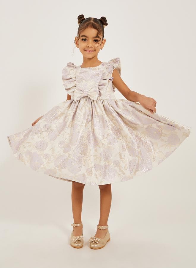 Styli Ruffled Bow Detail Sleeveless Girls Dress - Image 1