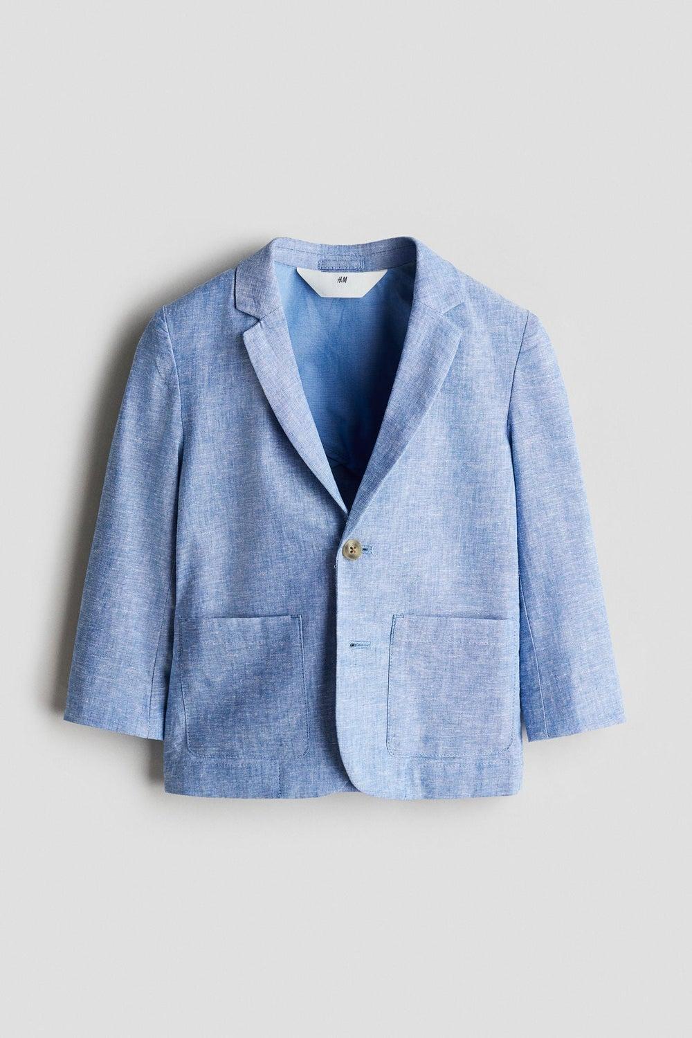 Boys Linen-Blend Jacket with Notch Lapels - Image 1