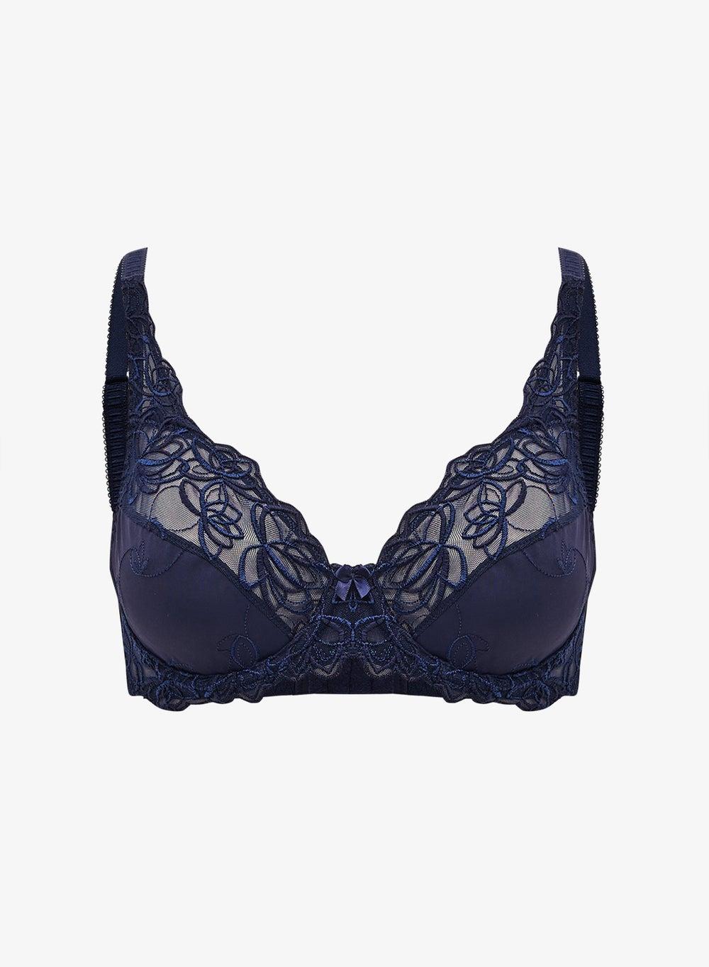 Lace Plunge Neck Underwired Full Coverage Bra - Image 1