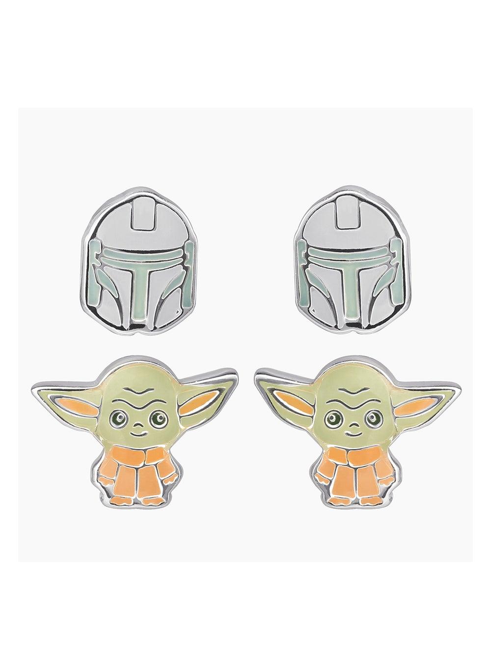 Star Wars Mandalorian Child & Boba Fett Enamel Earrings SF00246SL.PH - Image 1