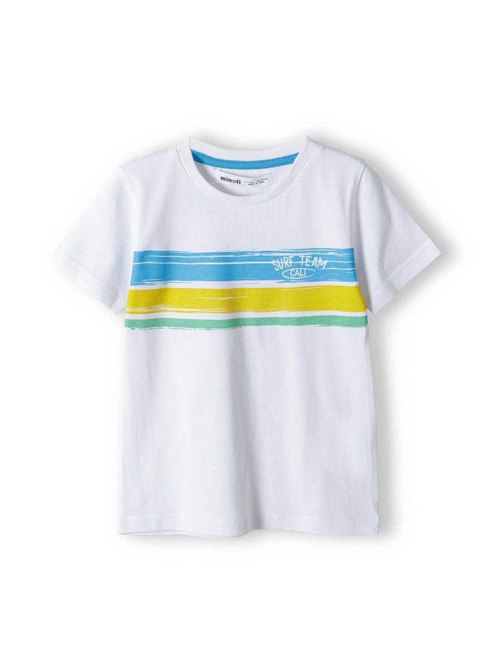 Boys Graphic Print T-Shirt Contrast Neck Tape White - Image 1