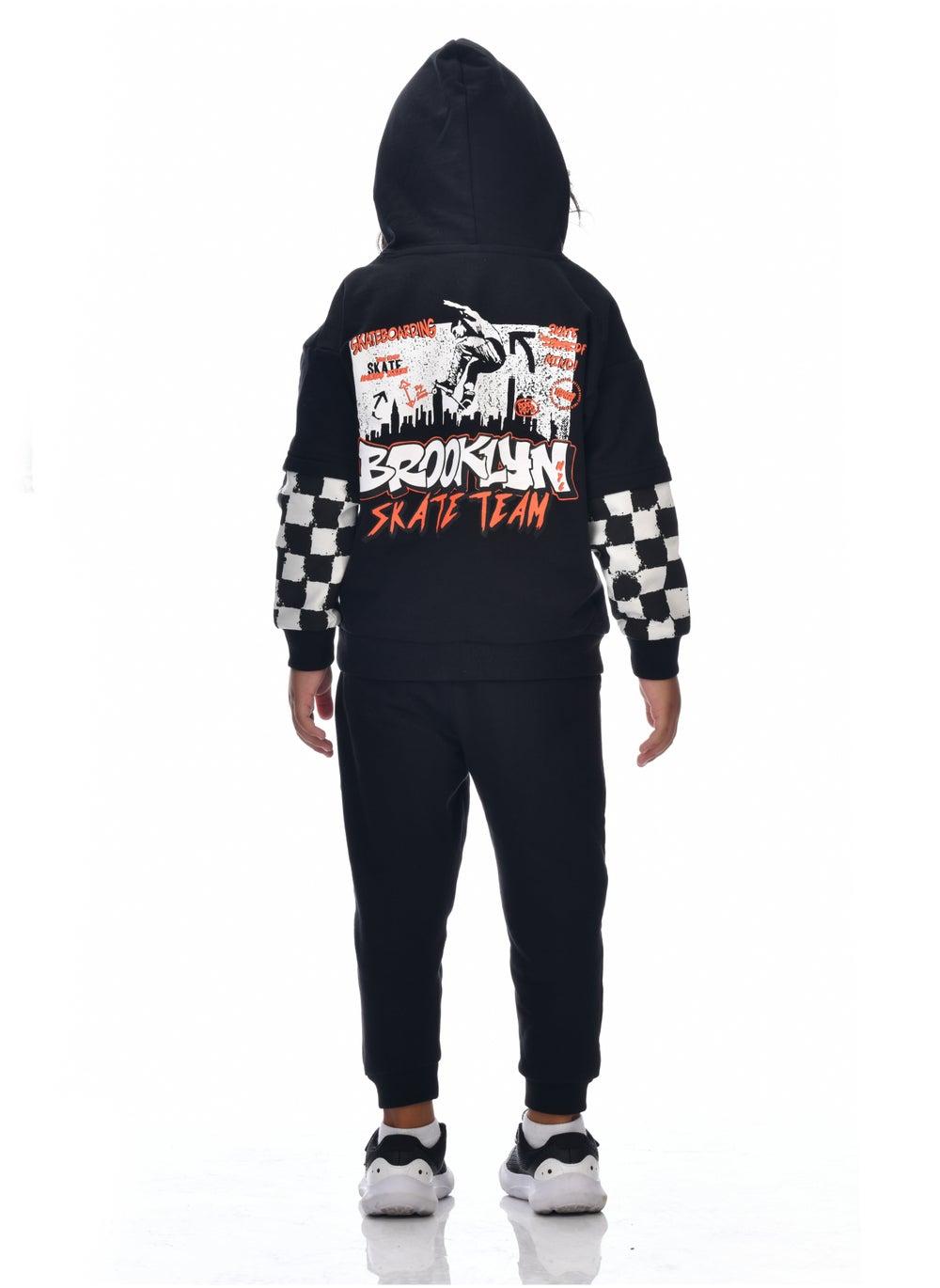 Boys' 2-Piece Hoodie and Jogger Set Black - Image 1