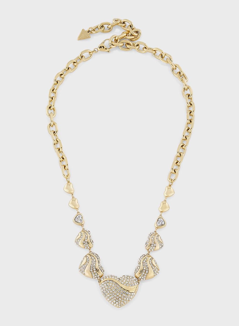 Crystal Hearts Engravable Gold Necklace - Image 1