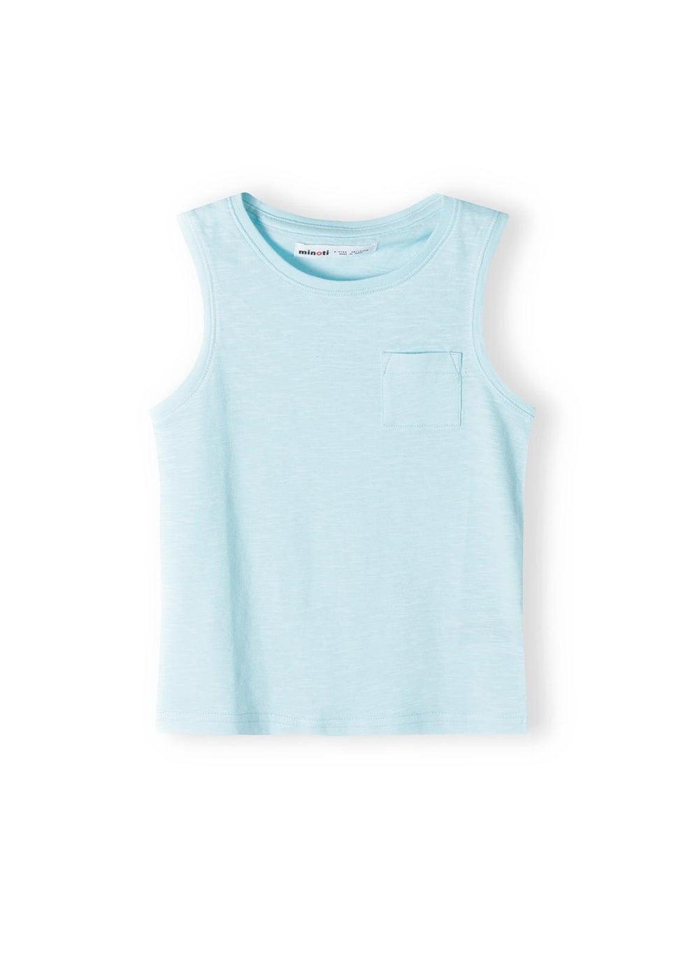 Light Blue Boys Vest Top with Chest Pocket - Image 1