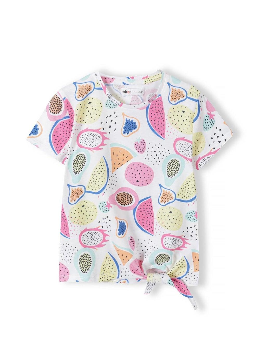 Girls Tie Front T-Shirt Short Sleeves White - Image 1