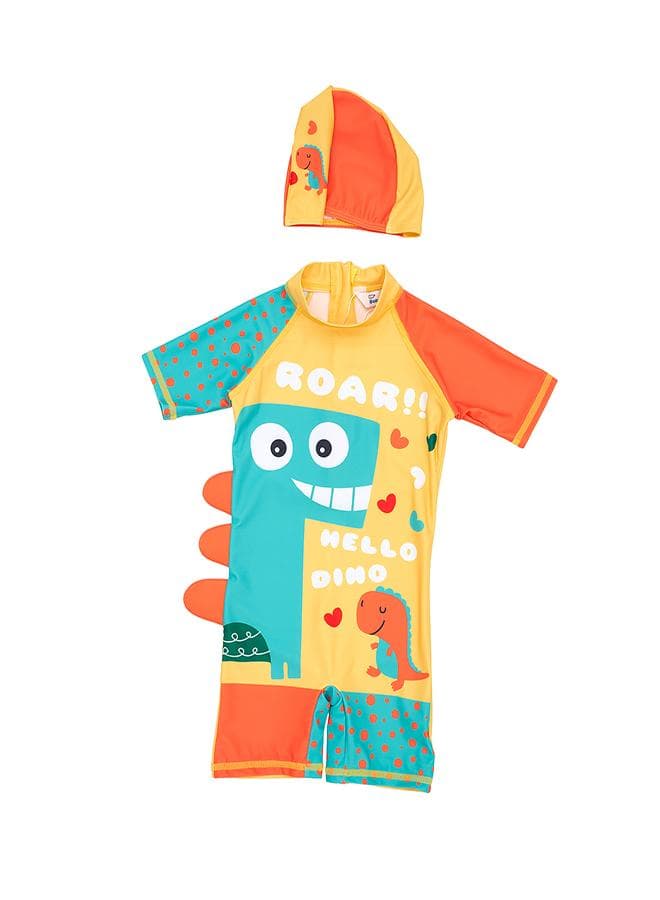 Hello Dino 2 Pc Boys Swimsuit Set - Image 1