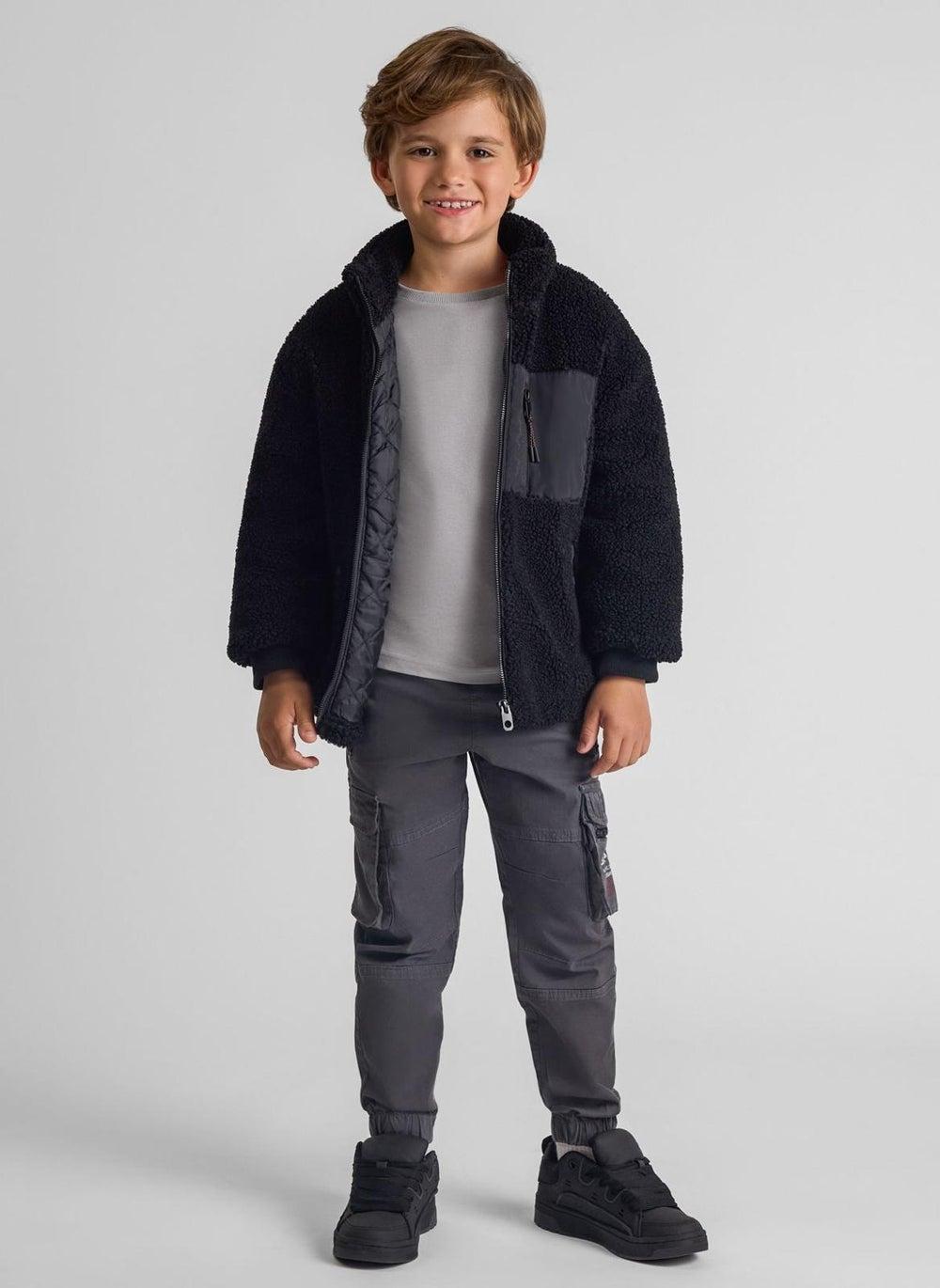 Boys Grey Cargo Trousers with Zip Pockets Print - Image 1