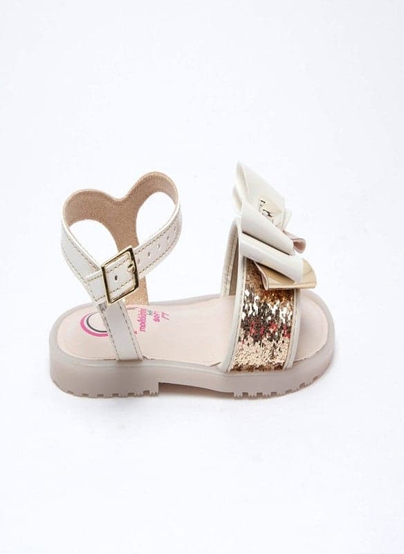 MOLEKINHA Infant Girls Gold Back Strap Sandals - Image 1