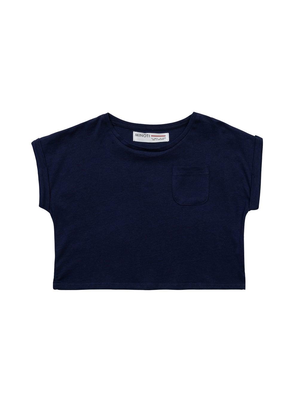 Girls Navy Chest Pocket T-Shirt - Image 1