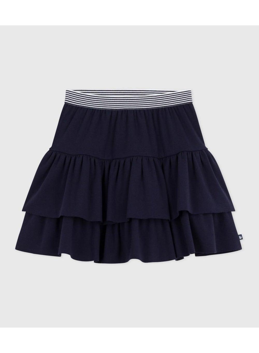 Girls Ribbed Ruffle Cotton Skirt - Image 1