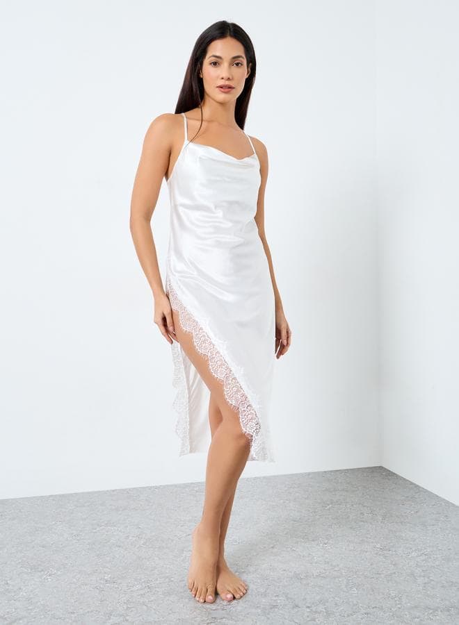 Take Two White Lace Insert Slip Dress - Image 1