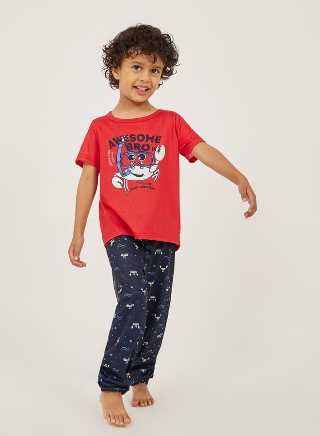 Styli Printed T-Shirt and Jogger Pyjama Set - Image 1