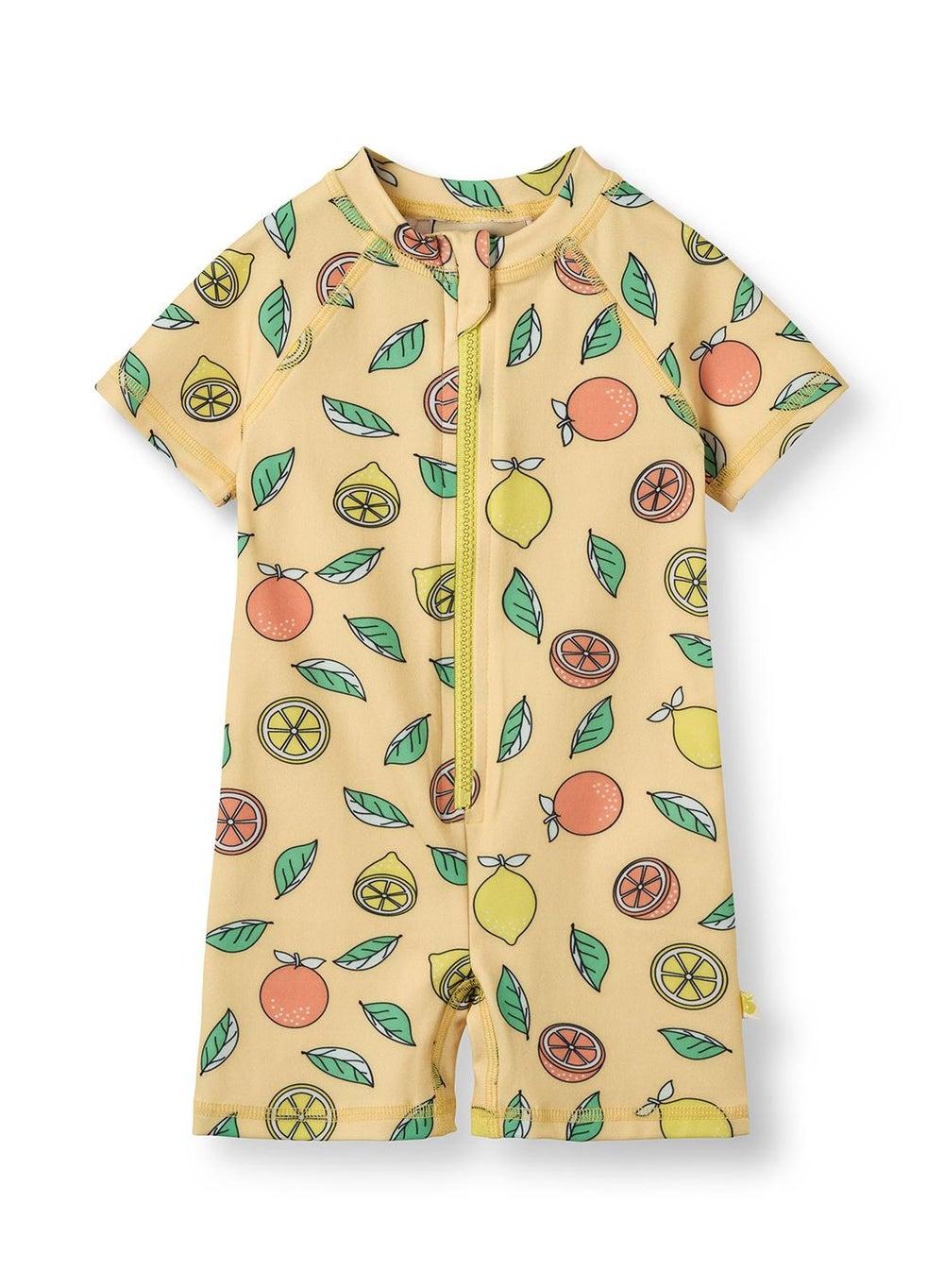 UV50 Citrus Print Kids Swimsuit with Front Zip - Image 1