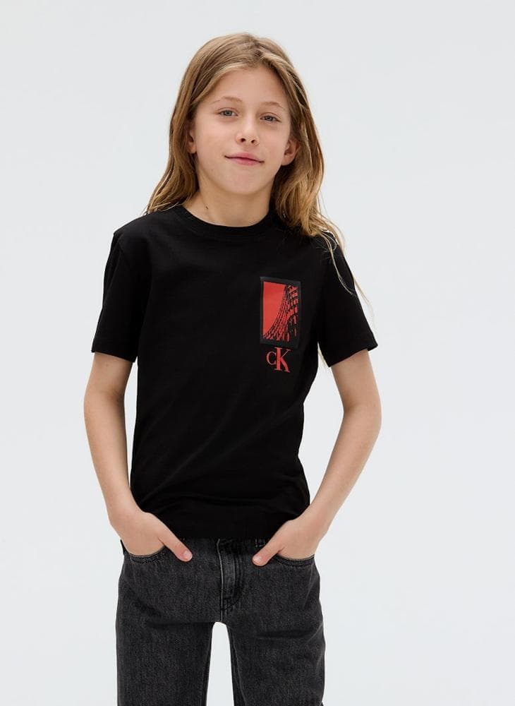 Kids Logo Crew Neck Cotton T-Shirt - Image 1