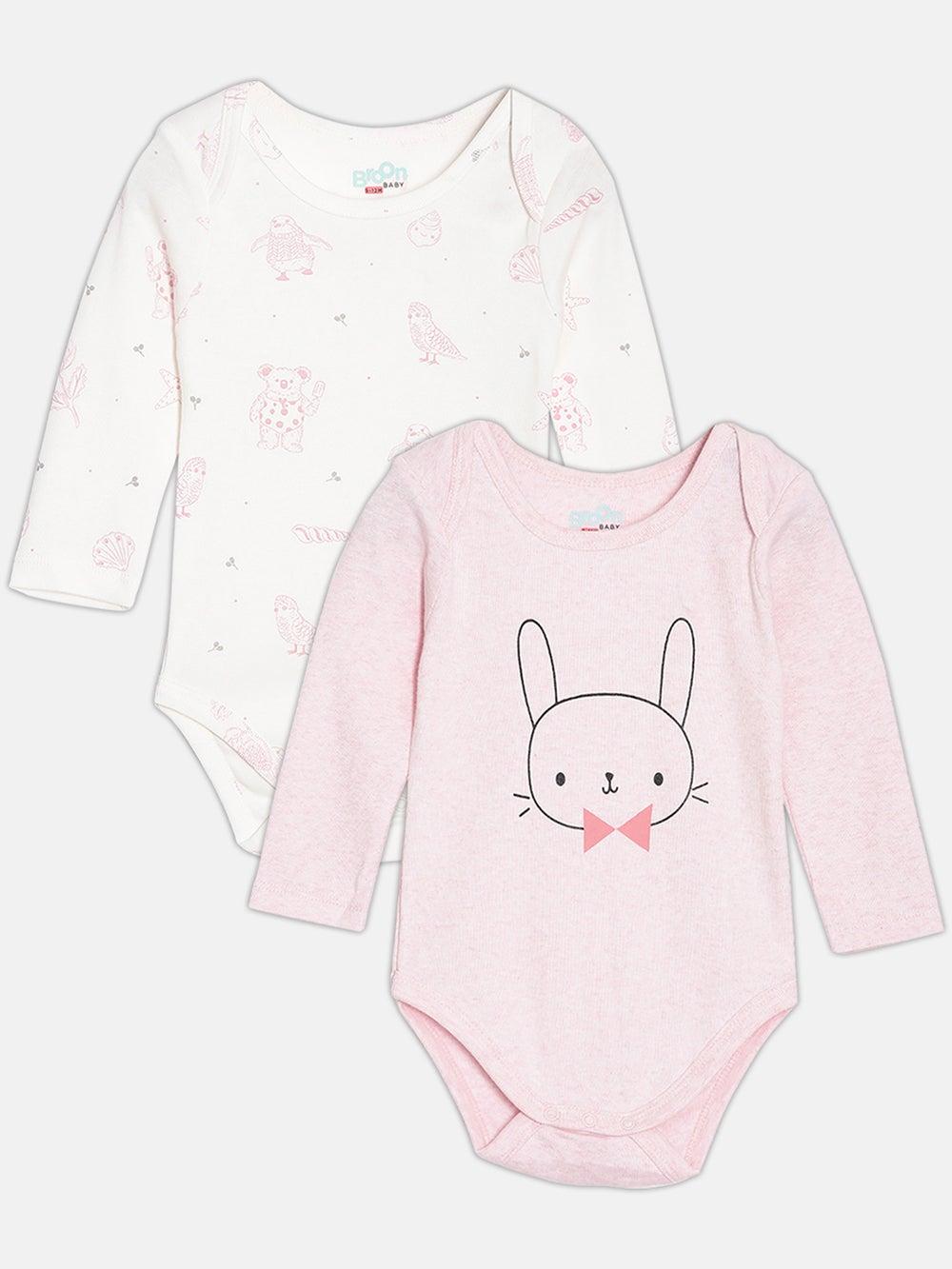 Broon Infant Girls White Pink Organic Cotton Bodysuit Set - Image 1