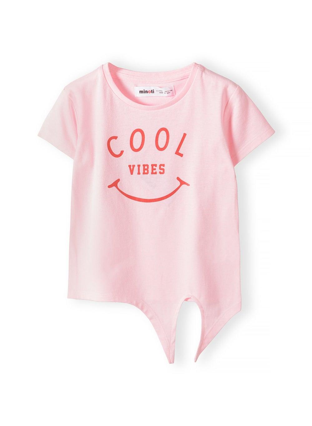Girls Pink Tie Front Graphic T-Shirt - Image 1