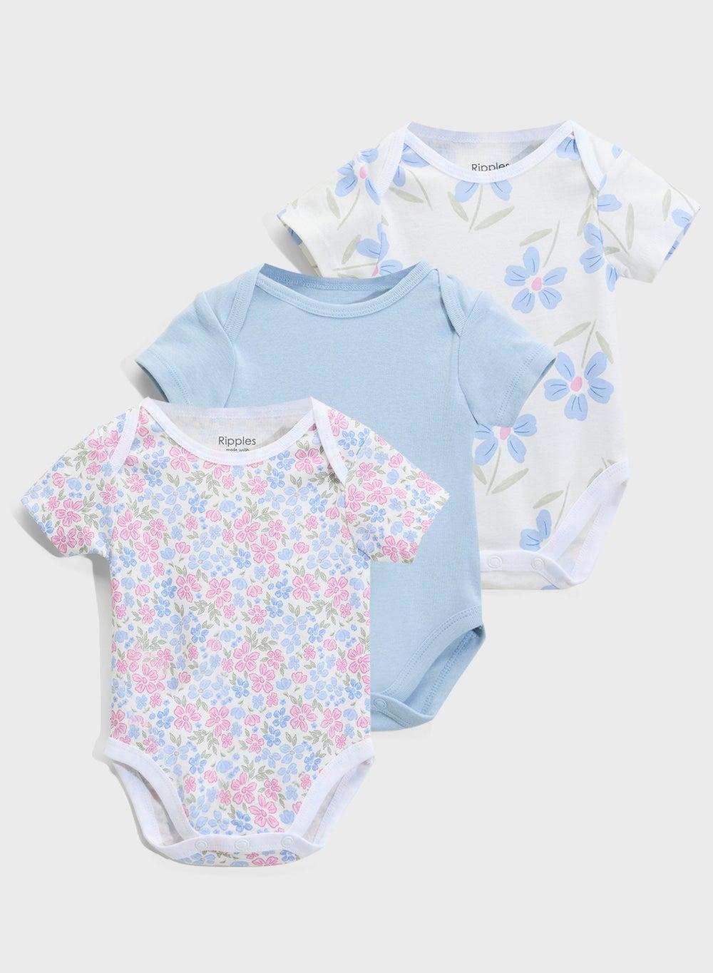 Girls 3-Pack Cotton Printed Bodysuits - Image 1