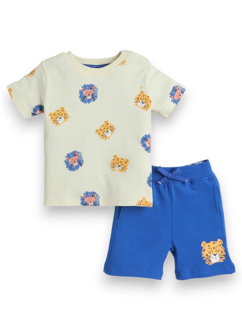 Victor and Jane Infant 2PC Tiger Tee & Blue Shorts - Image 1