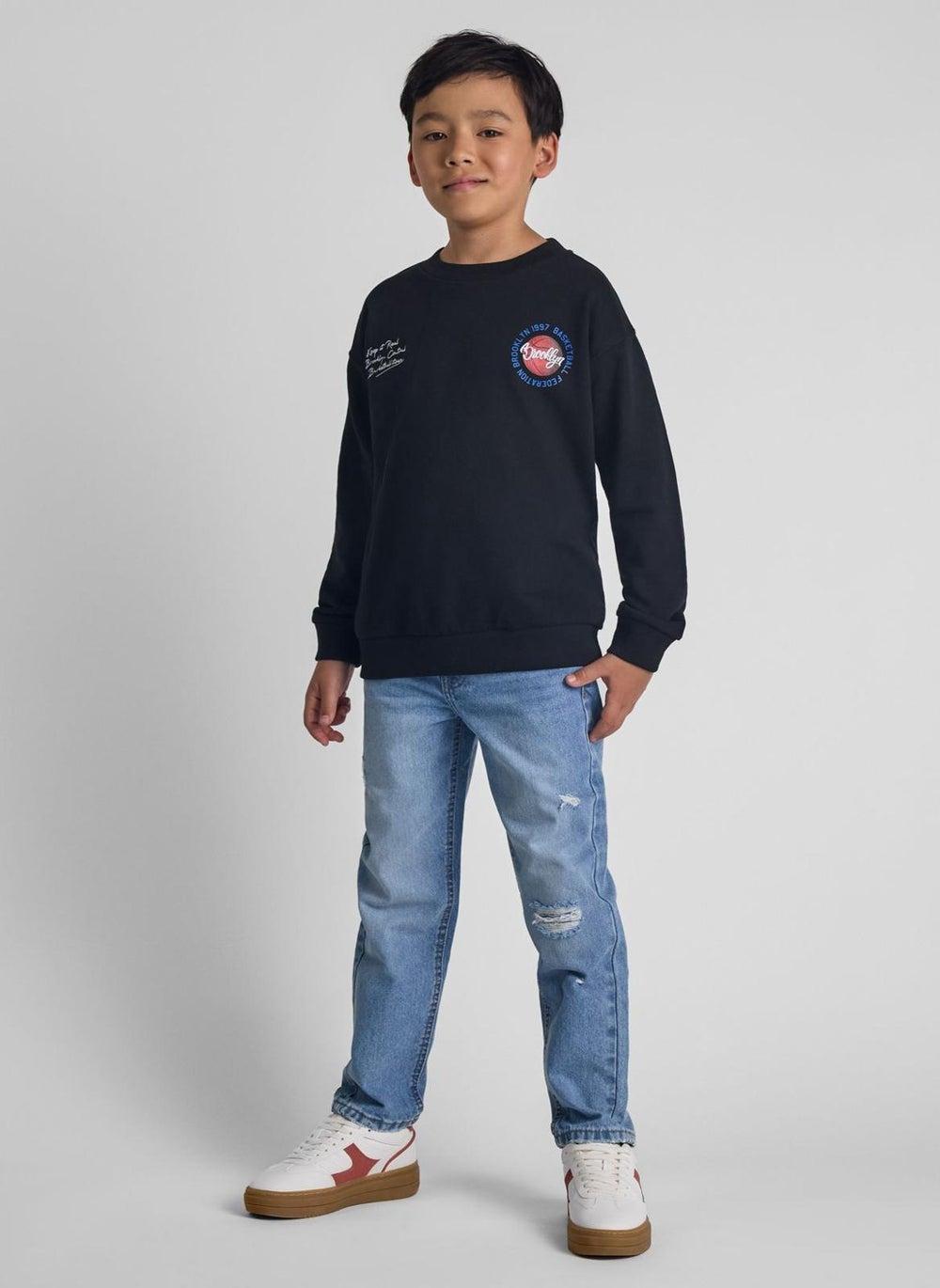 Boys Denim Jeans Distressed Detail Light Blue - Image 1