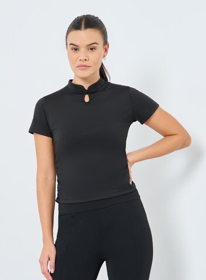Front Peep Side Gathered Crop Top - Image 1