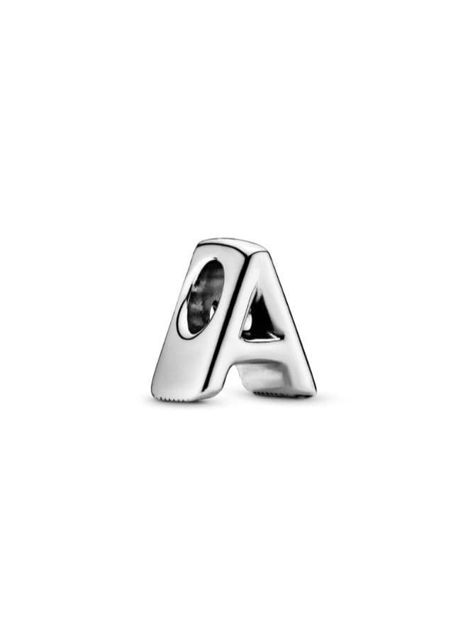 Sterling Silver Letter A Charm with Heart Detail - Image 1