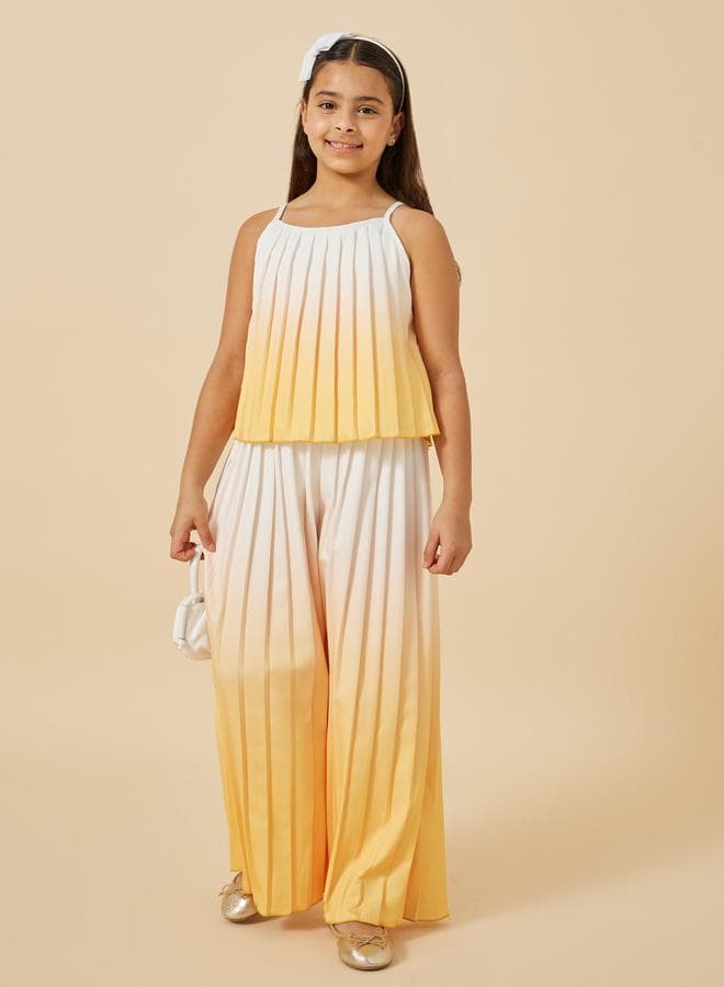 Styli Ombre Pleated Top Wide Leg Trouser Set - Image 1
