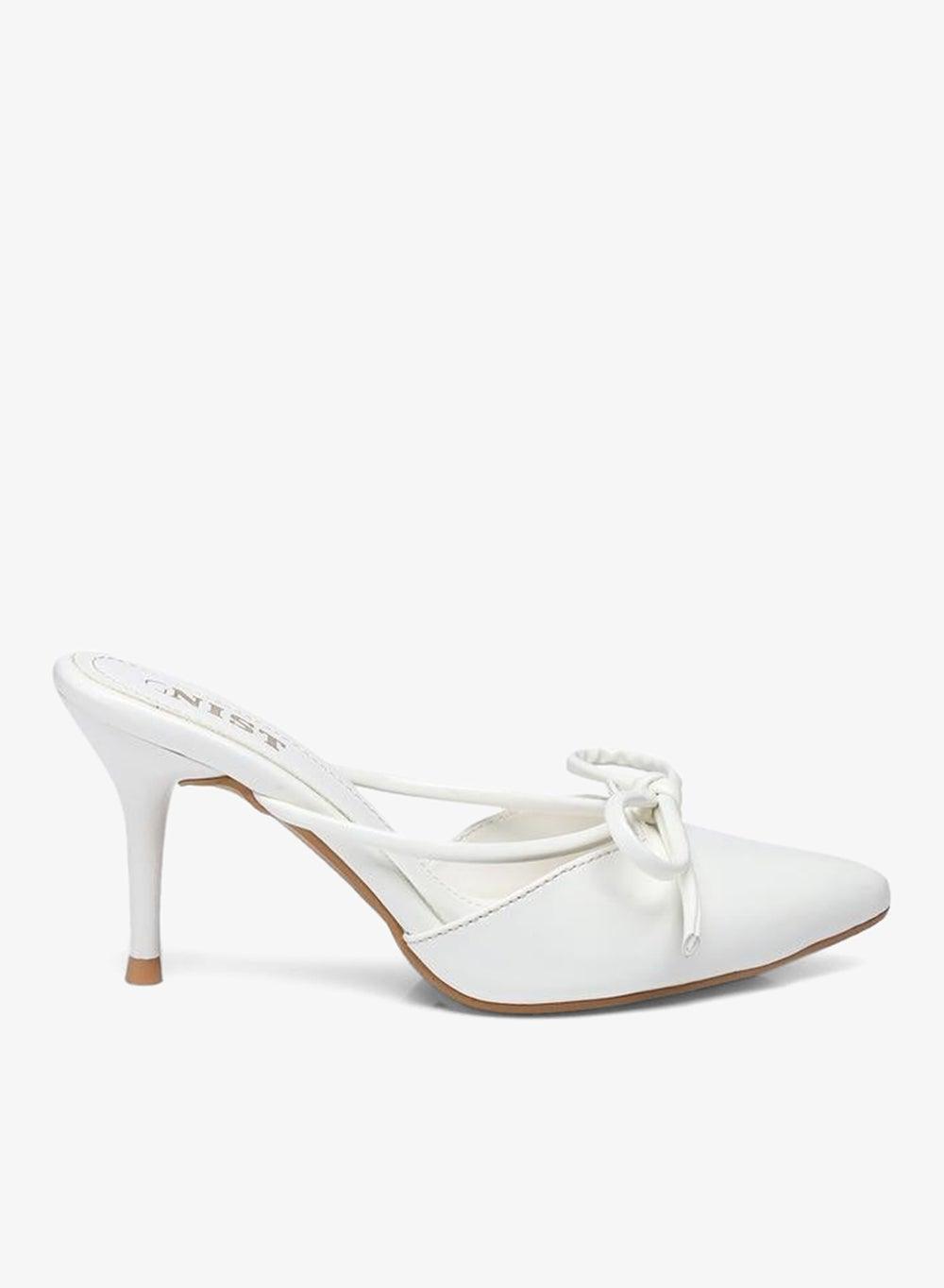 GNIST Pointed Toe Stiletto Mules with Bow Accent - Image 1