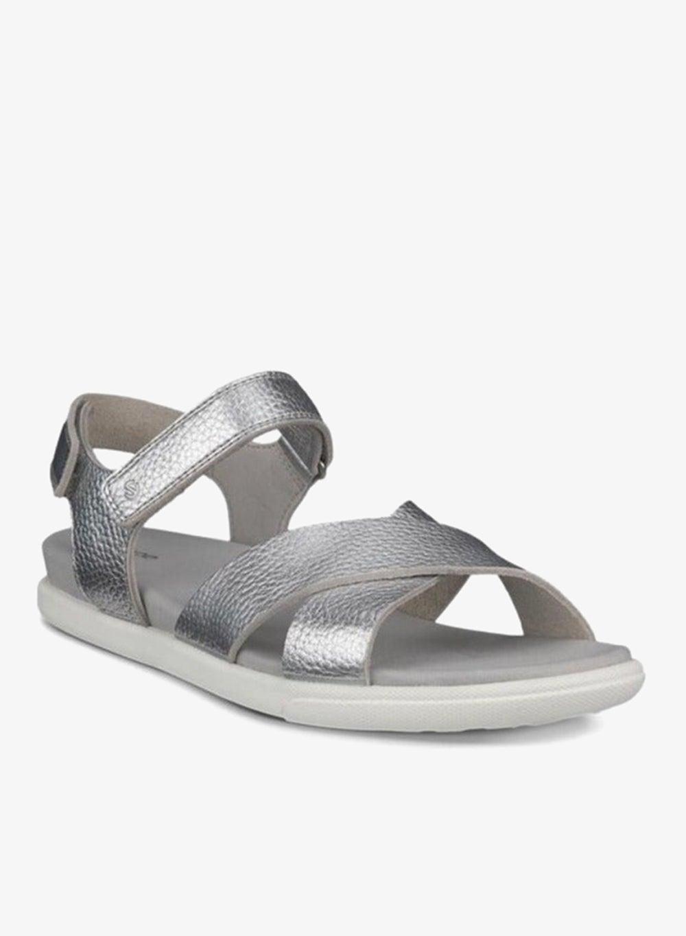 ECCO Damara Pure Silver Foil Flat Sandal - Image 1