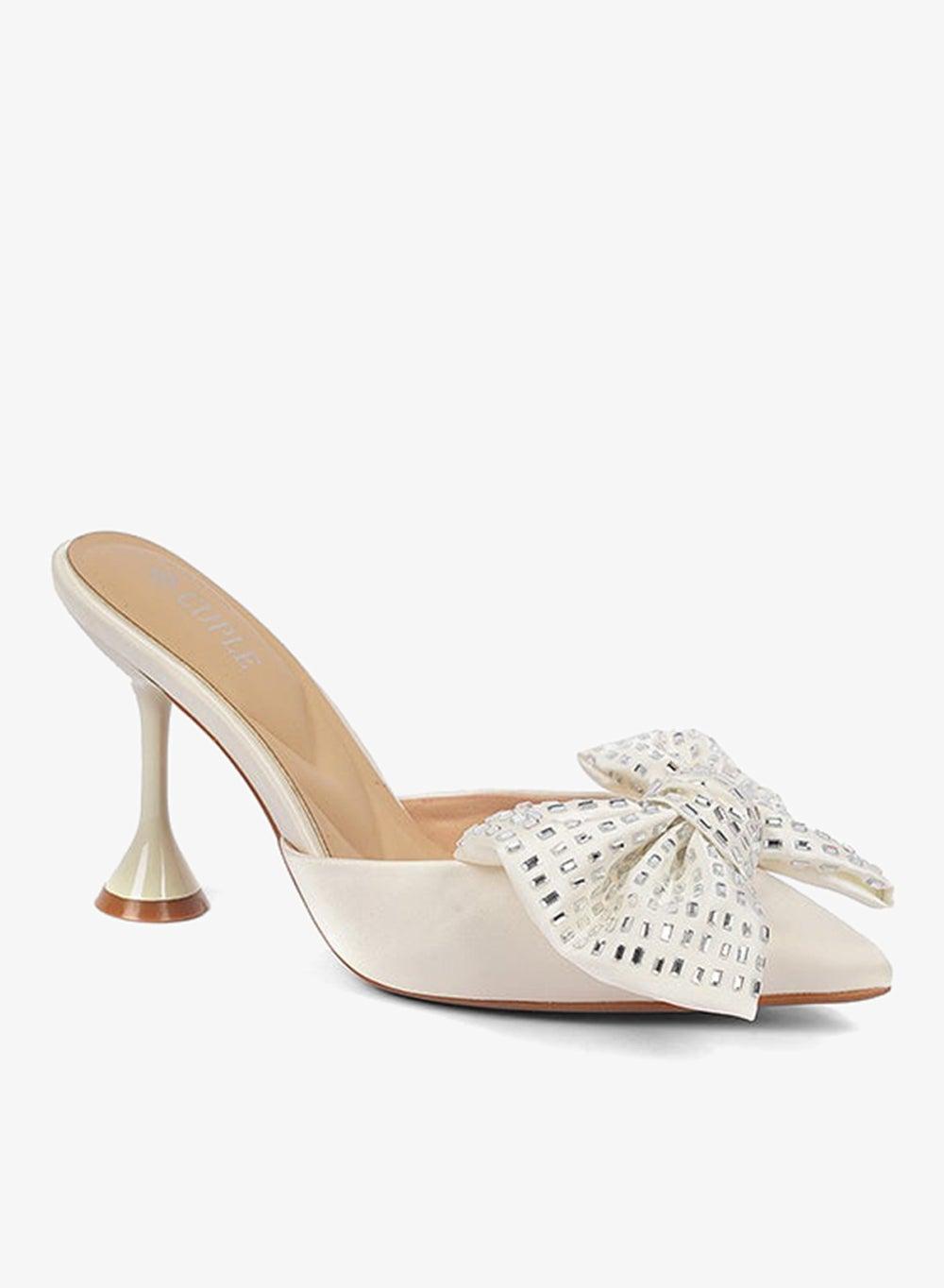 Satin Heeled Mules for Women Elegant Slip-On Pumps - Image 1