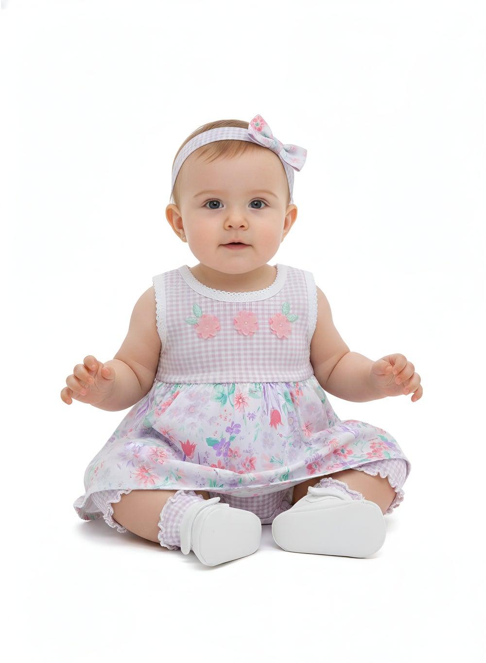 Bambimici Amaia Floral Print Purple Bodysuit Dress - Image 1