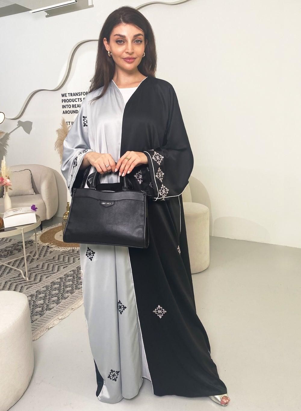 Elegant Embroidered Black Bisht with Silver Detailing - Image 1