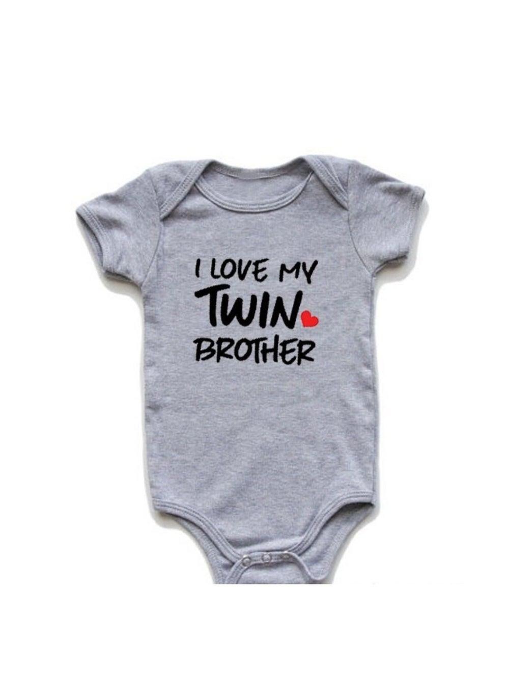 I Love My Twin Brother Sister Printed Baby Romper - Image 1