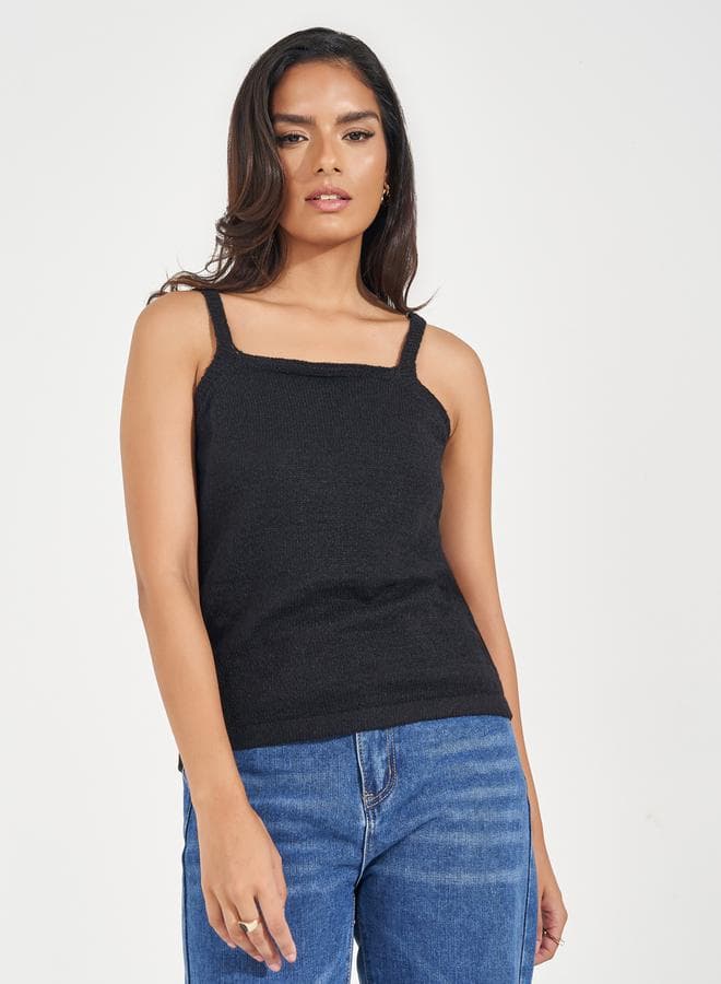 Styli Flat Knit Cami Top – Sleek Minimal Essential - Image 1