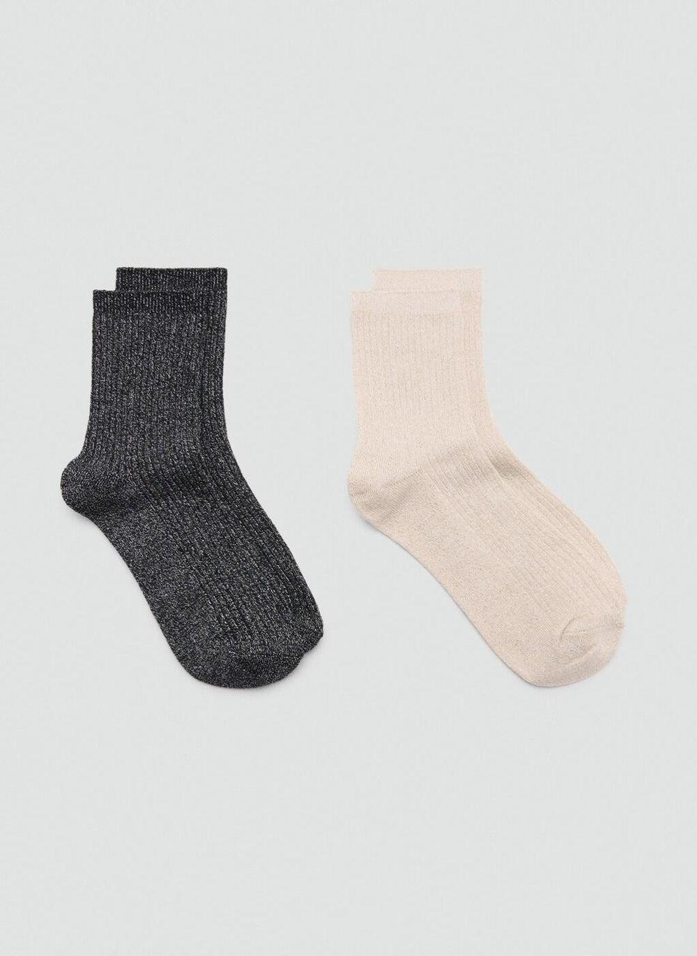 Ribbed Lurex Knit Socks - Image 1