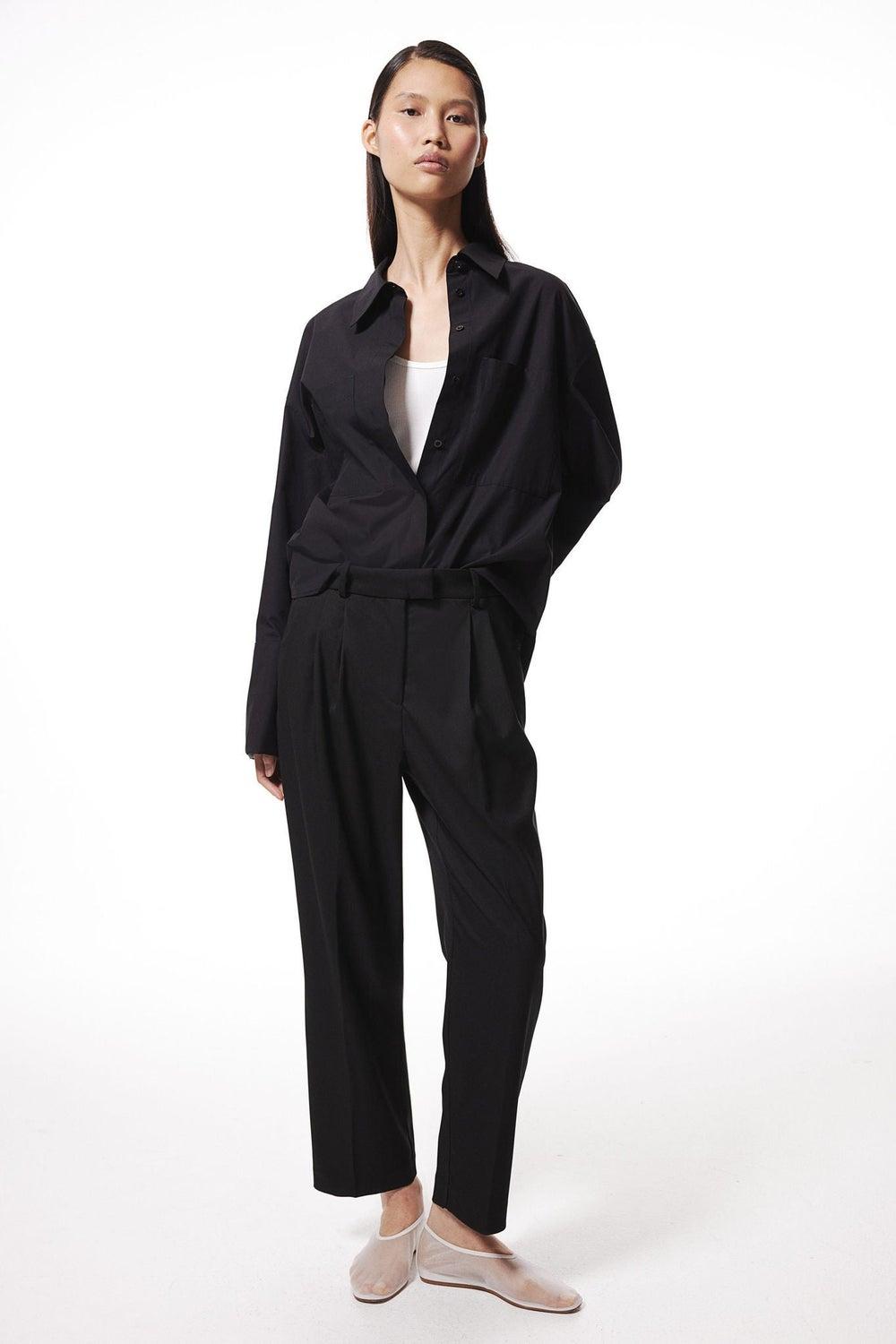 High-Waist Pleated Ankle-Length Trousers - Image 1