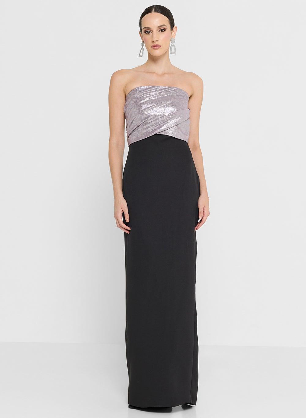 Contrast Toned Bandeau Maxi Dress - Image 1