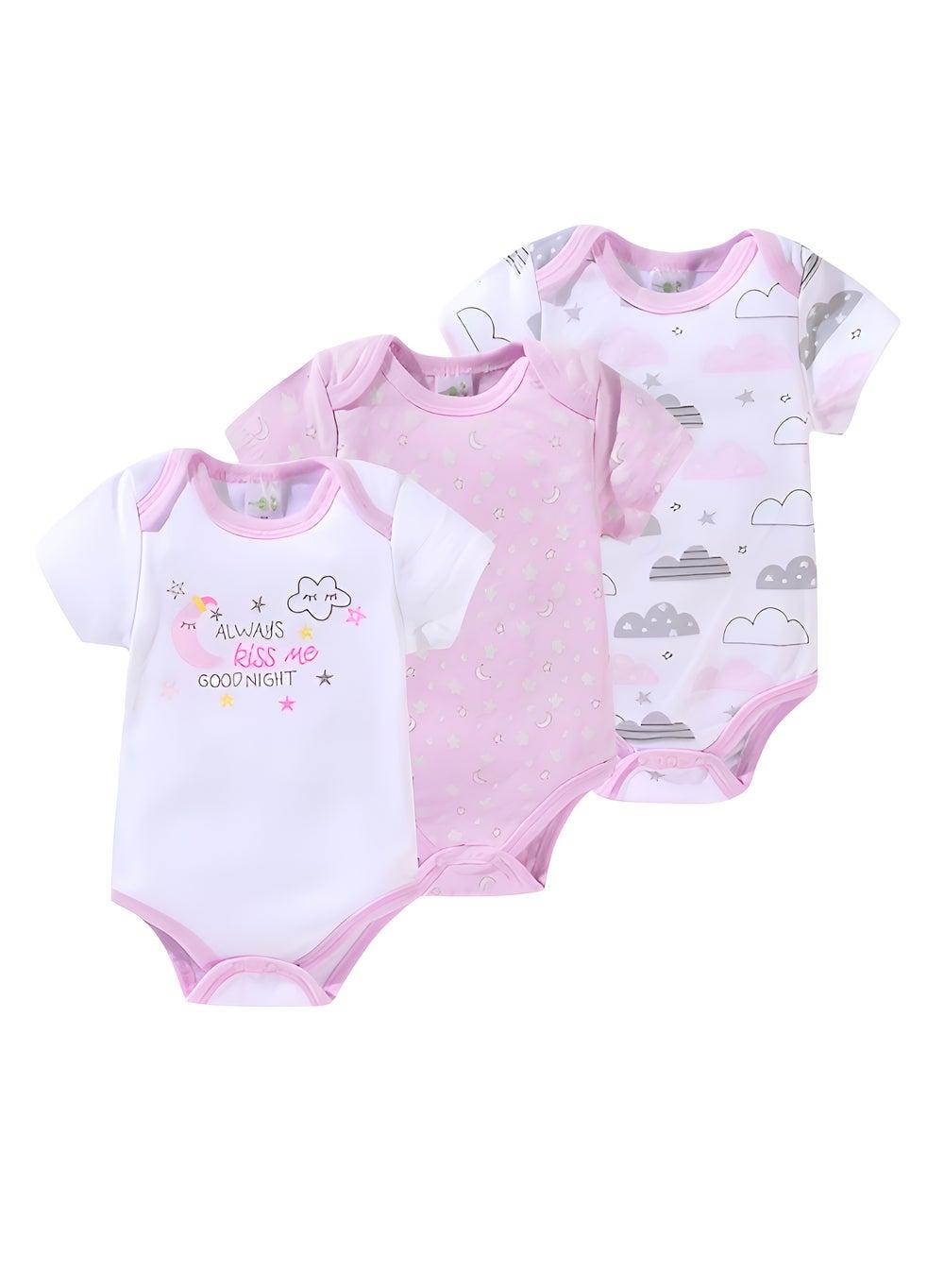 Bambimici 3-Piece Printed Baby Girl Bodysuit Set - Image 1