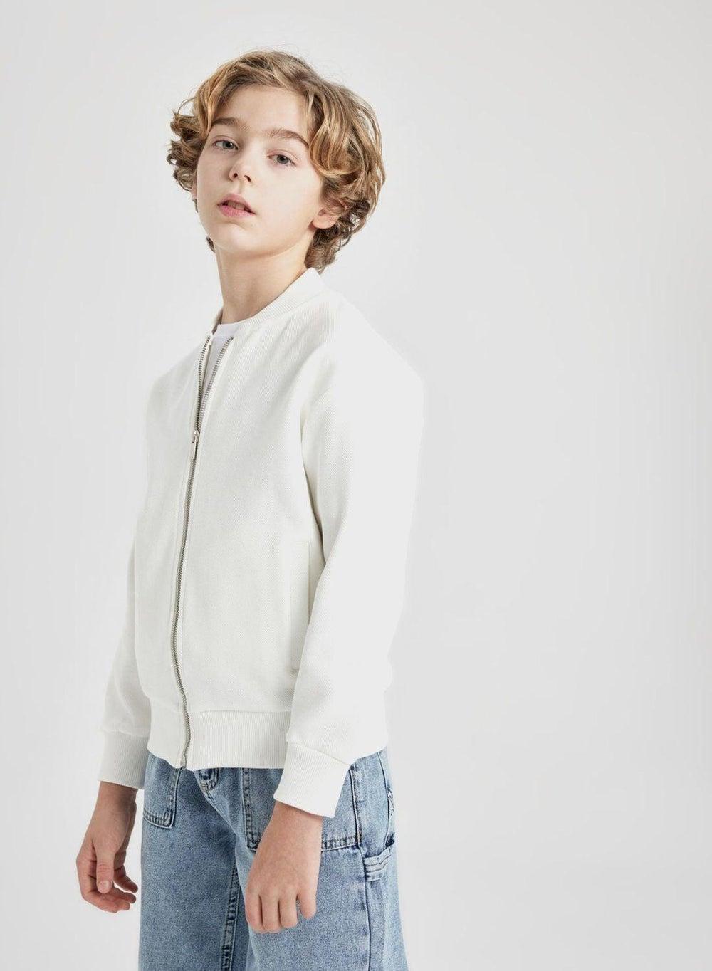 Boys Regular Fit Bomber Collar Cardigan - Image 1