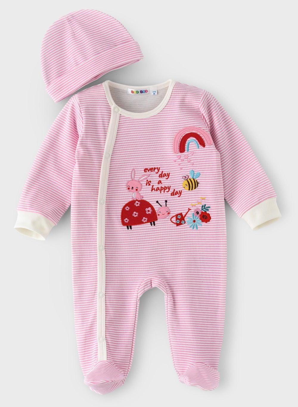 BooBoo Kids Garden 2 Pc Sleepsuit & Hat Set - Image 1
