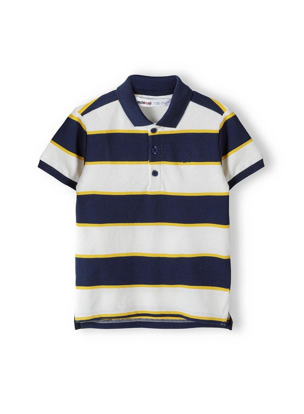 Boys Striped Cream Polo Shirt - Image 1