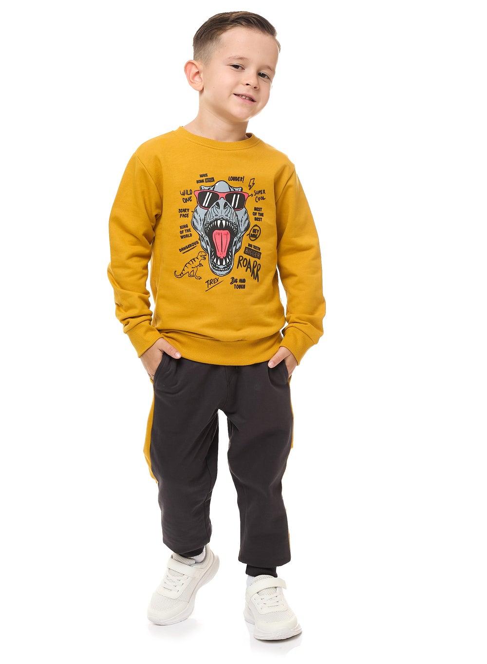 Boys' Mustard & Dark Grey Sweatshirt Jogger Set - Image 1