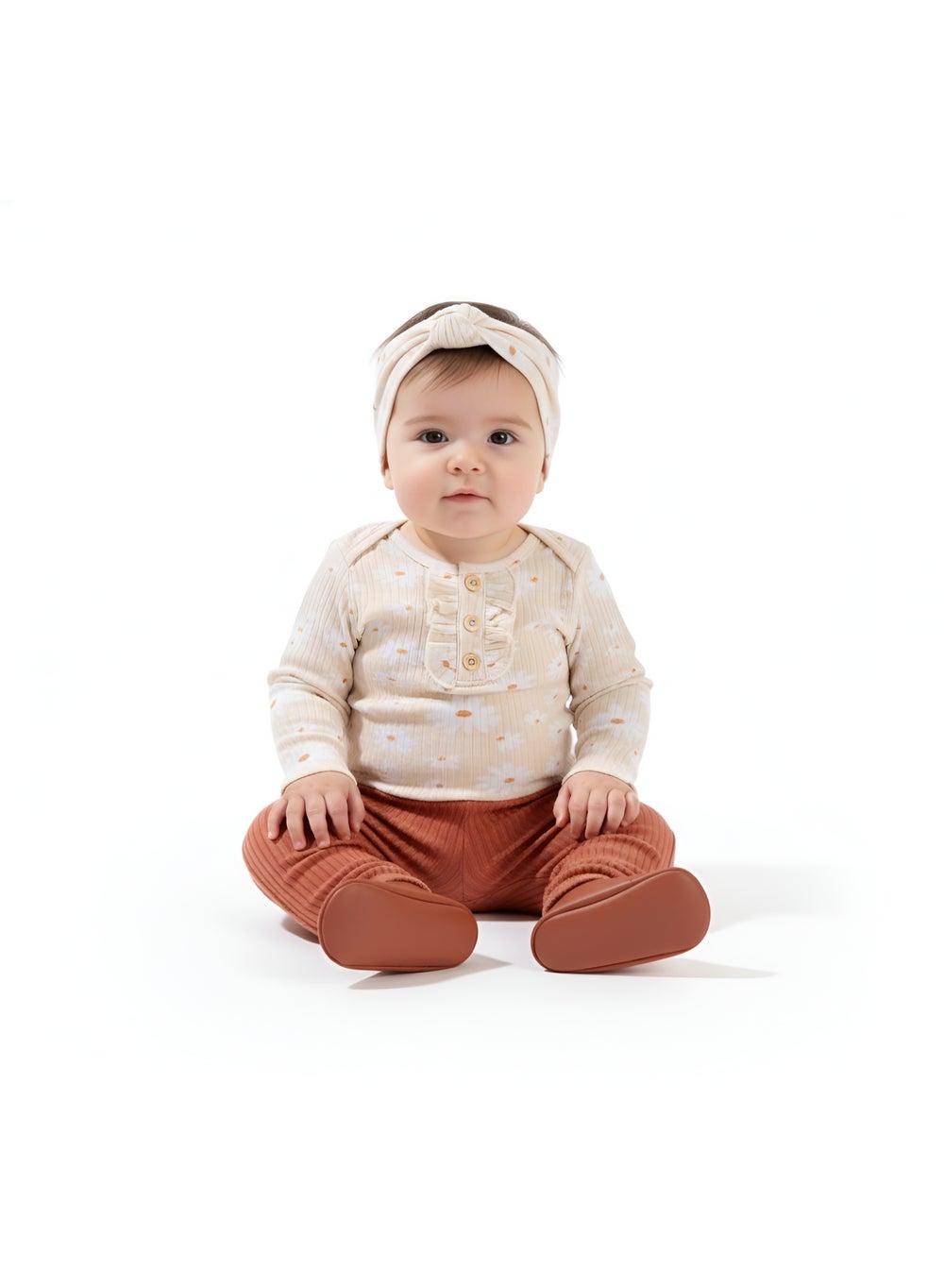 Bambimici Anaya Daisy Print Long Sleeve Set - Cream - Image 1