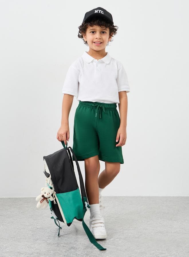 Styli Solid Drawstring Casual Shorts - Image 1