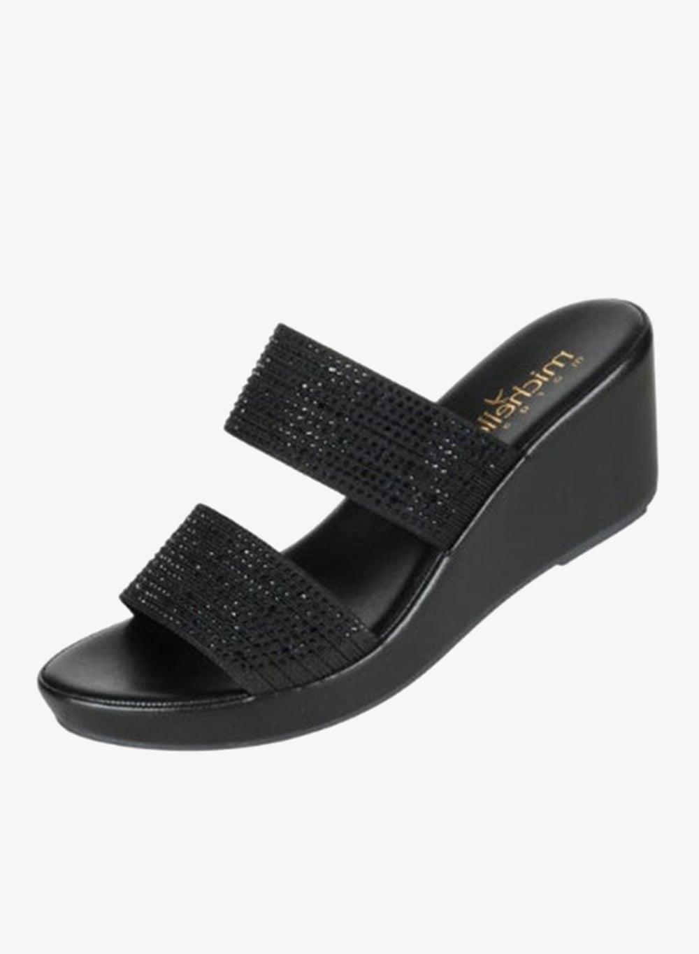 Michelle Morgan 092-3004 Black Wedge Sandals - Image 1