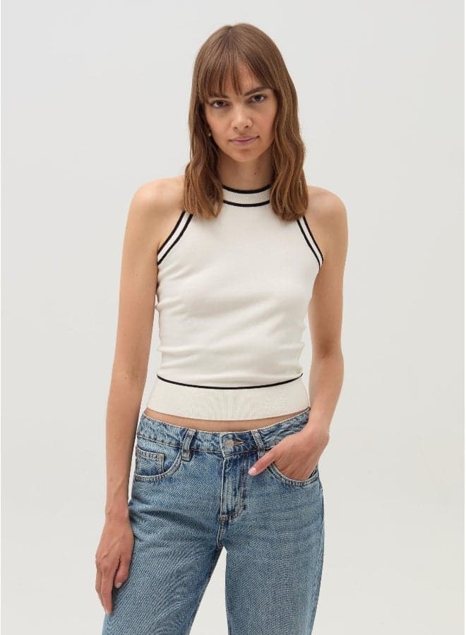 Sustainable Stretch Viscose Tank Top with Contrast Trim - Image 1