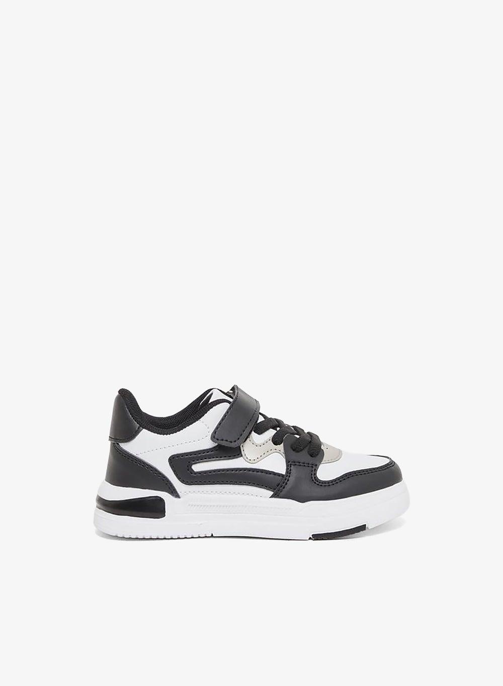 Color Block Kids Low Top Trainers with Velcro Closure - Image 1