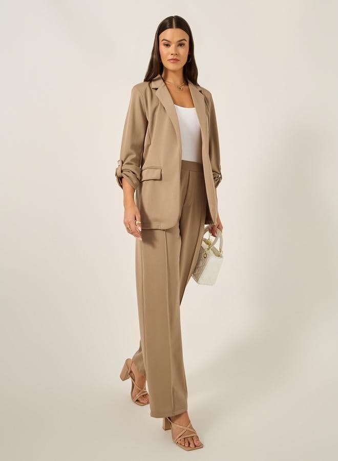 Styli Tapered Knit Pants with Elastic Waist Comfort - Image 1