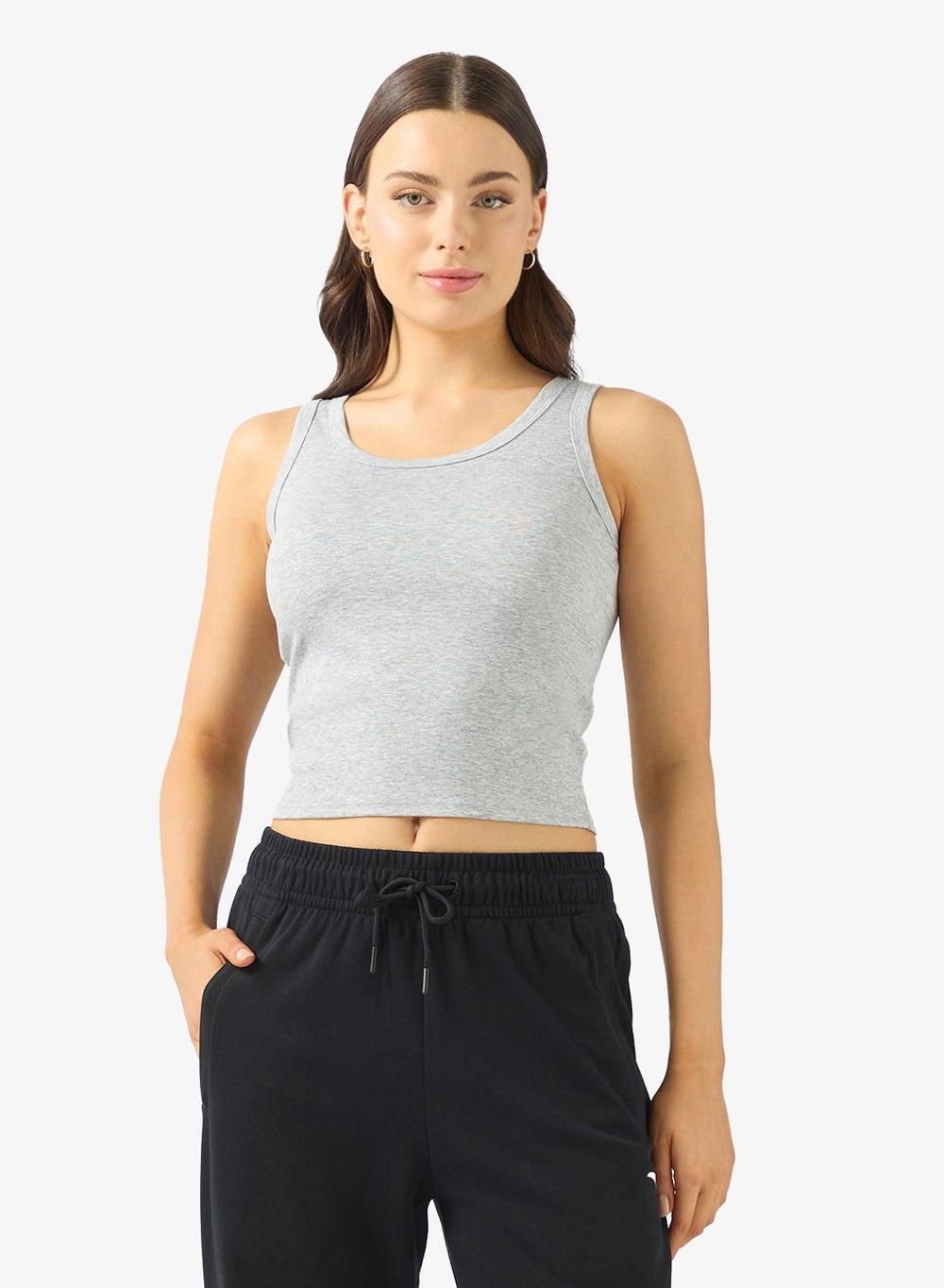 Slim Fit Cotton Blend Tank Top with Contrast Trim - Image 1