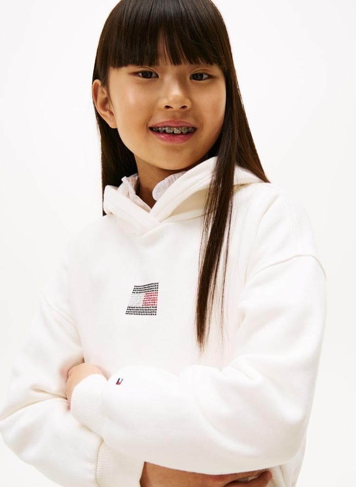 Kids Rhine Stone Flag Hoodie Sparkle Fleece - Image 1